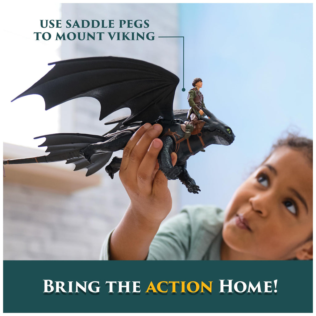 DreamWorks Dragons Toothless & Hiccup Action Figure Set – 13-Inch Dragon with Movable Wings and 3-Inch Viking