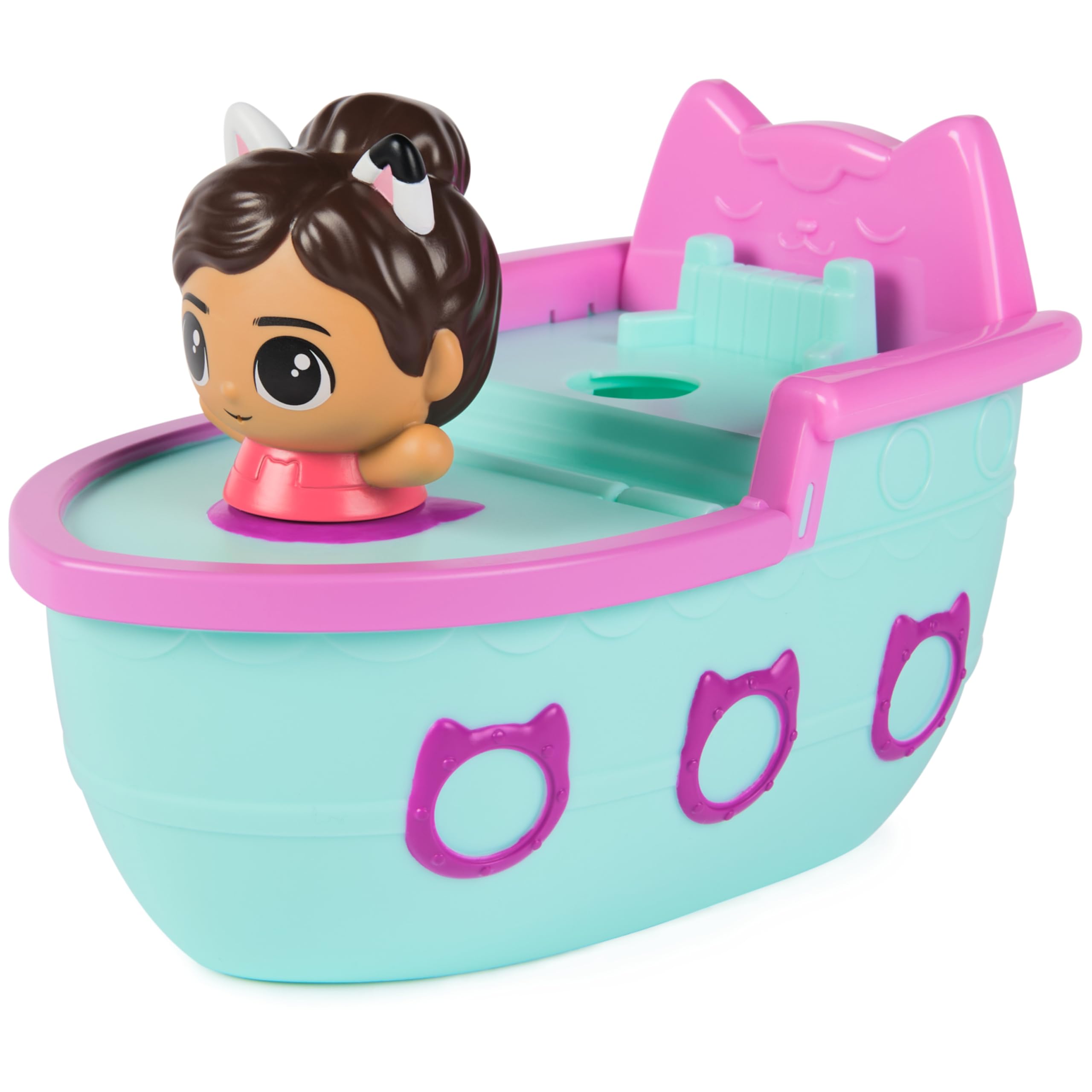 DreamWorks Gabby's Dollhouse Gabby & SS Mercat Bath Set - Floating Toddler Bath Toys with Cruise Ship and Squirter