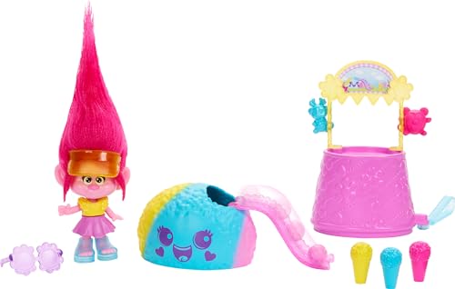 DreamWorks Trolls Fun Fair Surprise FairFest Queen Poppy Doll with Snow Cone Game and 10 Accessories