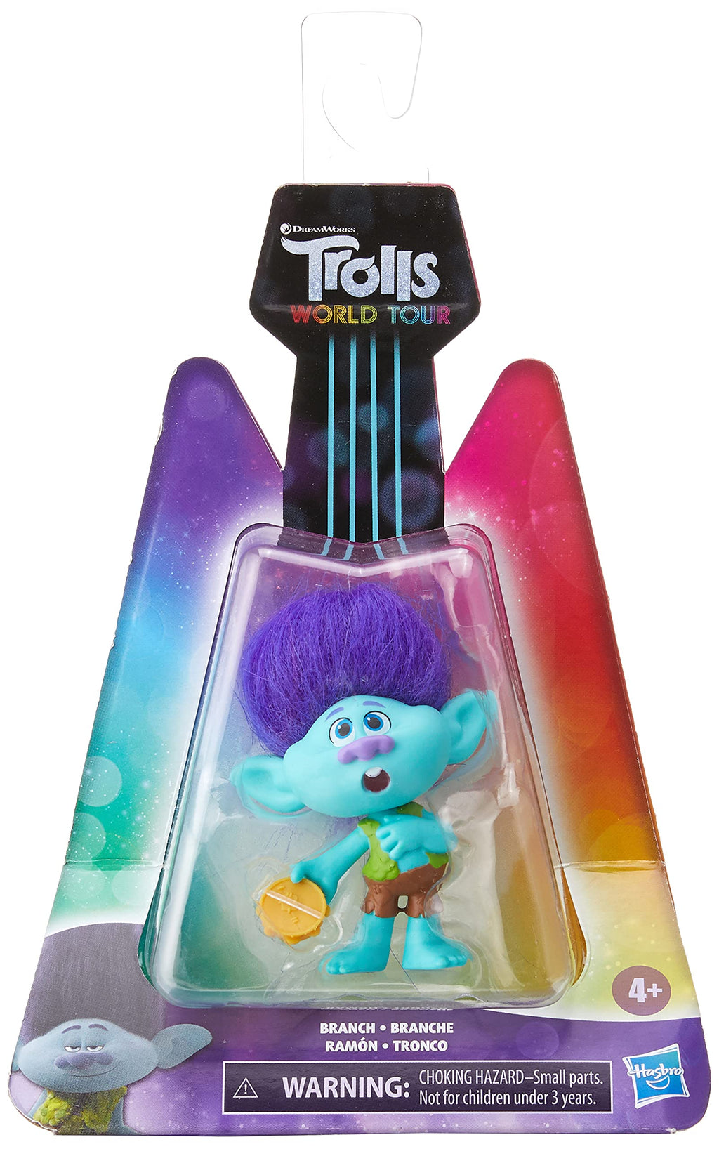 DreamWorks Trolls World Tour Branch Doll with Tambourine – 5-Inch Collectible Figure