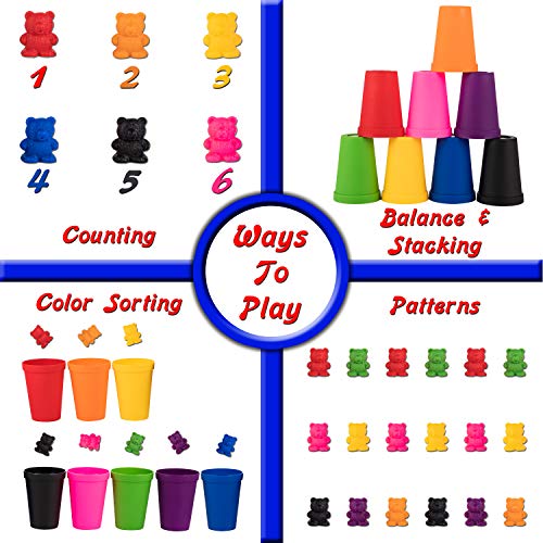 Driddle Colorful Counting Bears Set – 80 Bears with Matching Cups for Toddlers