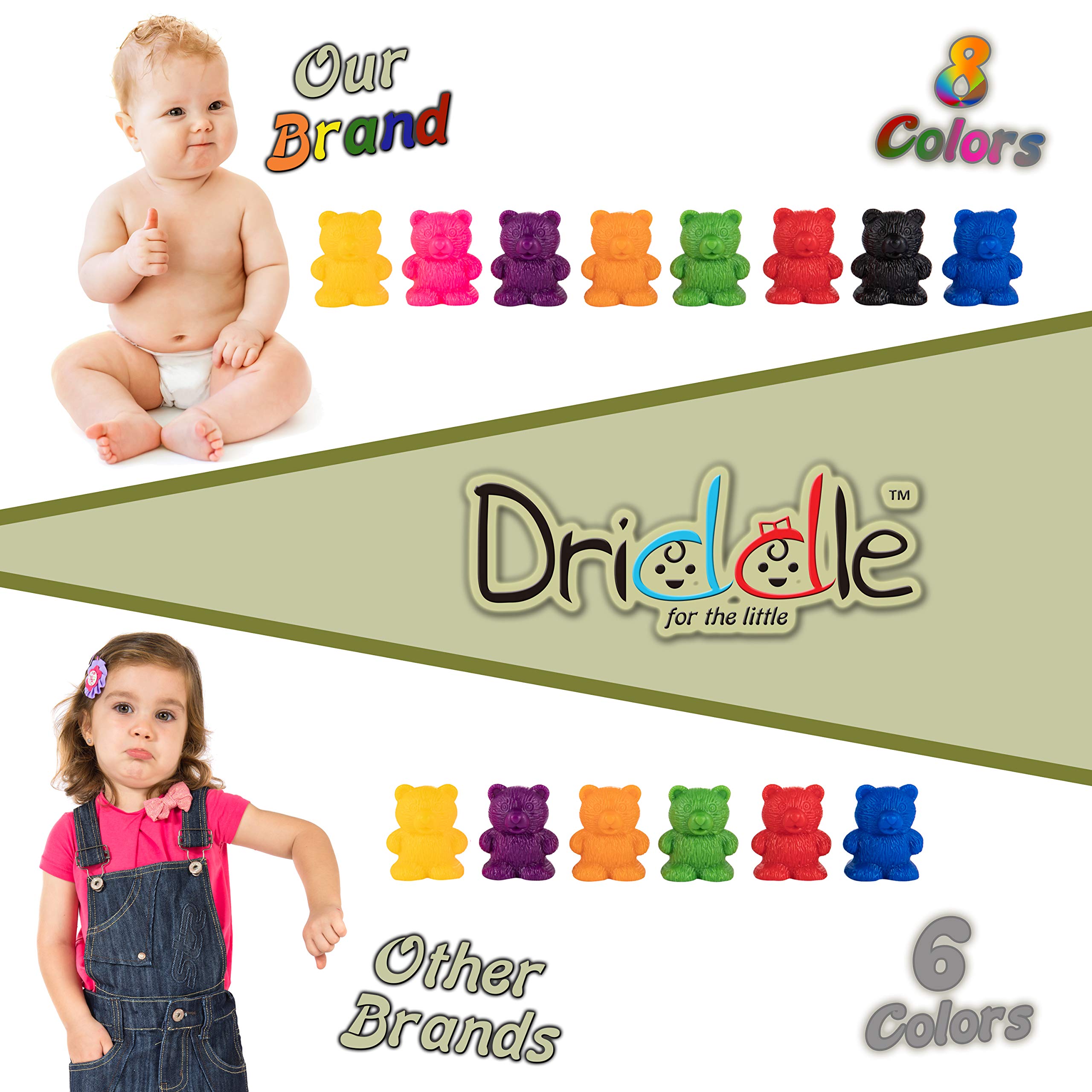 Driddle Colorful Counting Bears Set – 80 Bears with Matching Cups for Toddlers