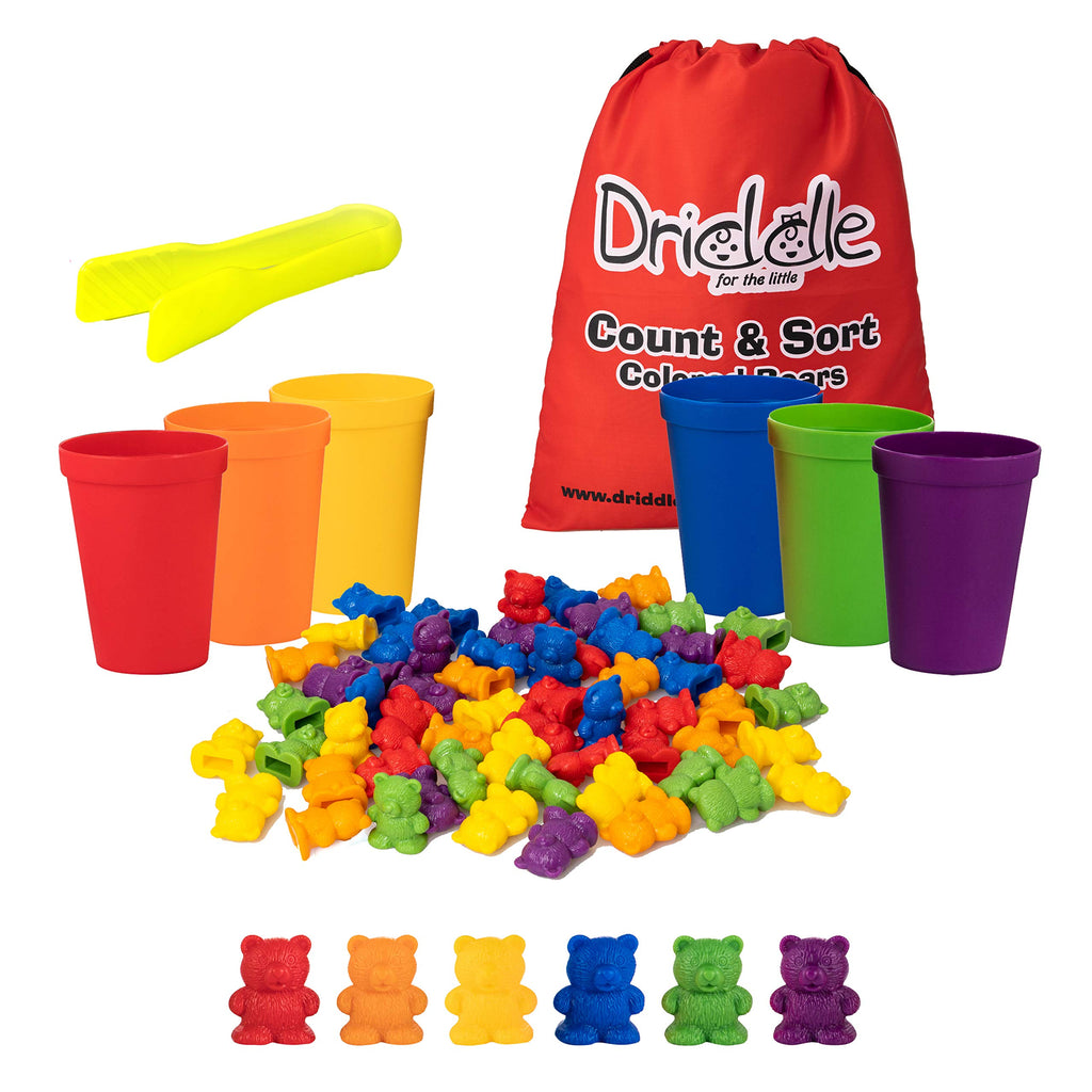 Driddle Counting Bears with Matching Cups – 60-Piece Sorting Toy for Toddlers