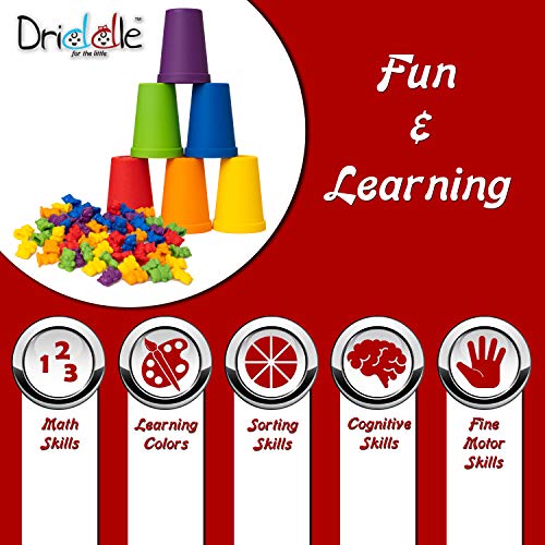 Driddle Counting Bears with Matching Cups – 60-Piece Sorting Toy for Toddlers