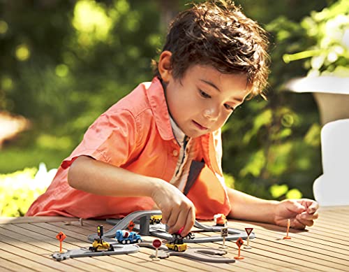 Driven by Battat 57-Piece Construction Toy Playset – 6 Mini Trucks, Tracks & Signs, Ages 3+