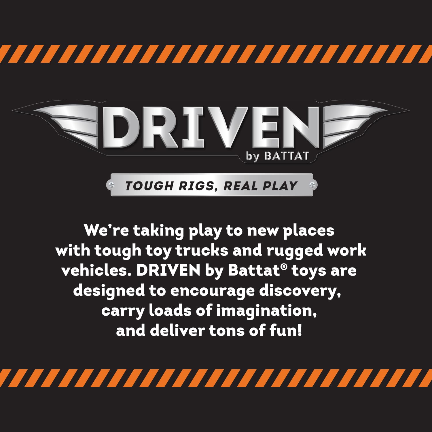 Driven by Battat 57-Piece Construction Toy Playset – 6 Mini Trucks, Tracks & Signs, Ages 3+