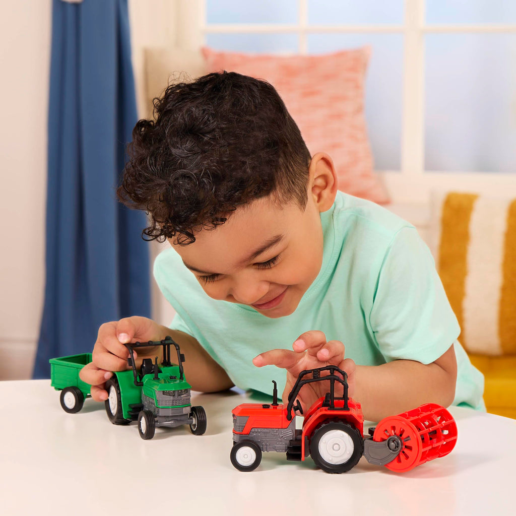 Driven by Battat 7-Inch Toy Tractor with Lights, Sounds, and Detachable Trailer for Kids Ages 3+