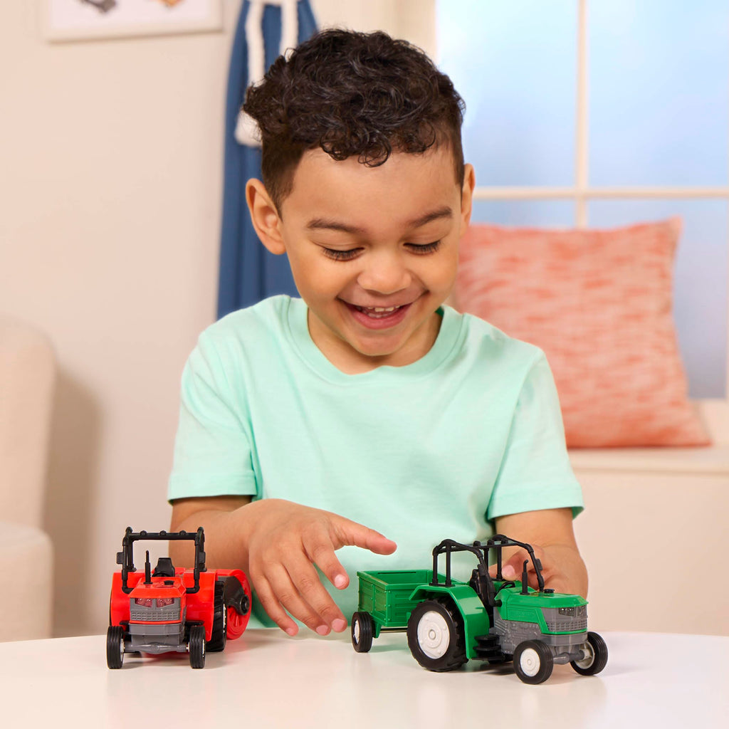 Driven by Battat 7-Inch Toy Tractor with Lights, Sounds, and Detachable Trailer for Kids Ages 3+
