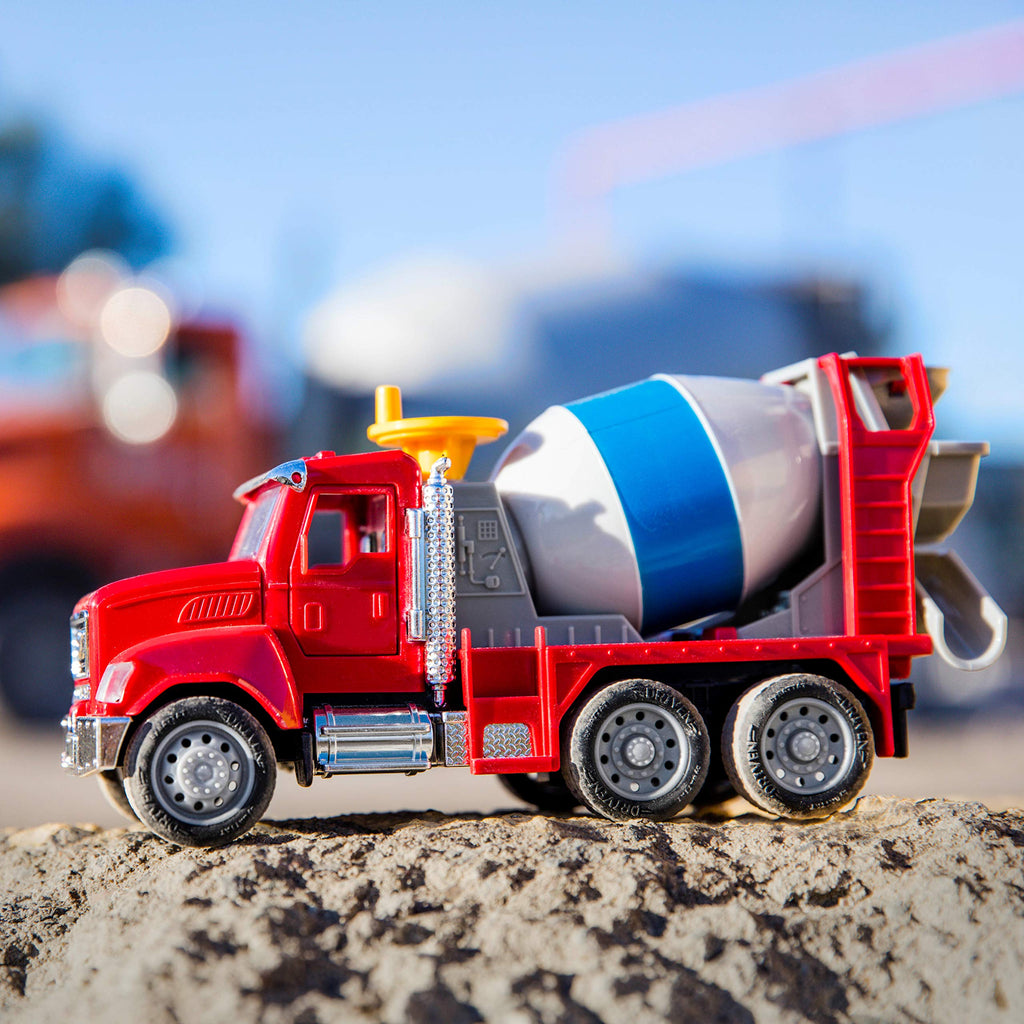 Driven by Battat Micro Series Cement Truck – 7-Inch Toy with Lights, Sounds, and Movable Parts for Kids Ages 3+