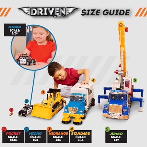 Driven by Battat Micro Series Telehandler Toy – 7-Inch Forklift with Lights, Sounds & Moving Parts for Kids 3+