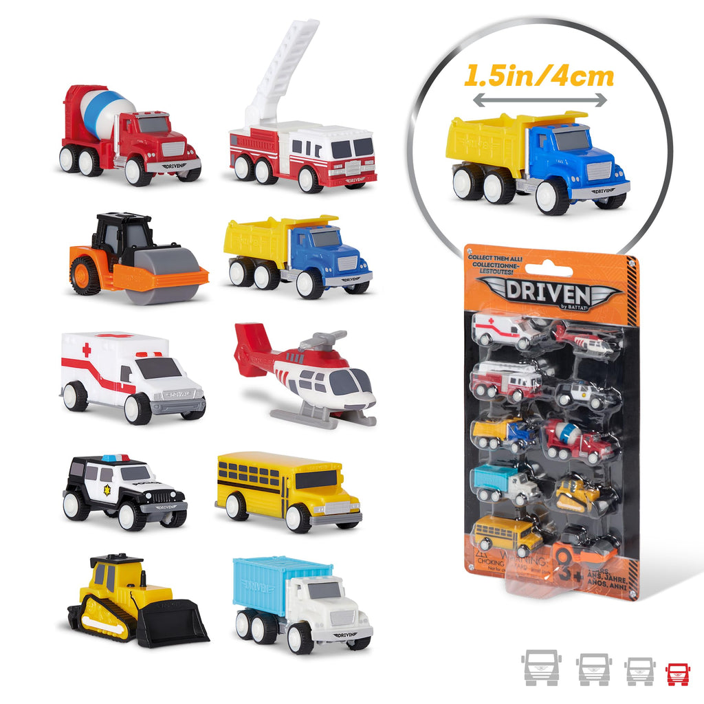 Driven by Battat Pocket Fleet 1 – 10 Mini Toy Cars for Toddlers Ages 3+