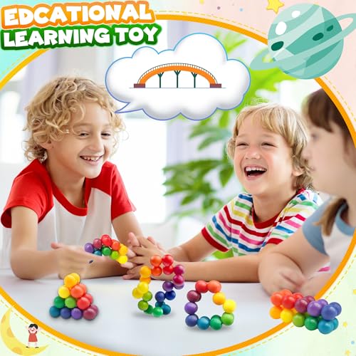 Dr.Kbder 20-Piece Rainbow Sensory Fidget Ball - Twistable Interlocking Toy for Kids with ADHD, Autism, Ages 3-8