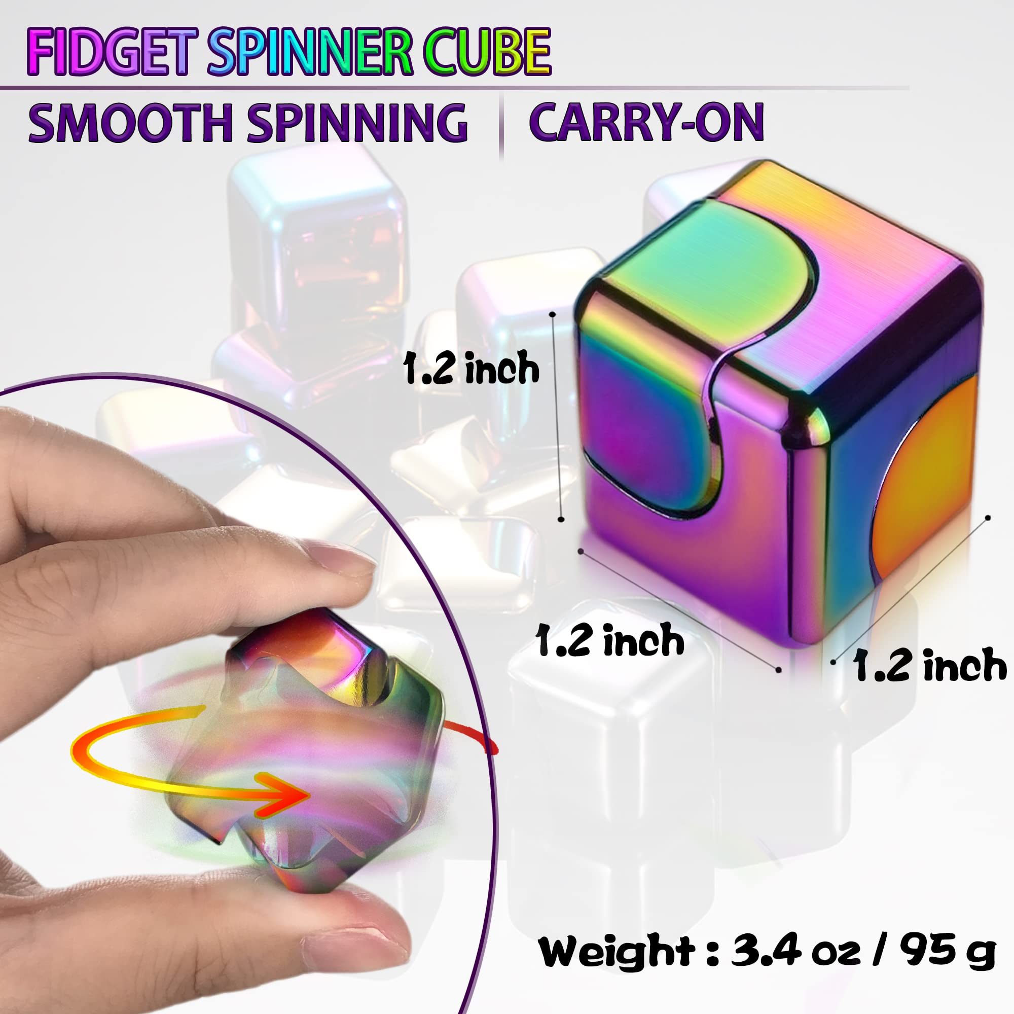 Dr.Kbder Metal Fidget Spinner Cube - Pocket-Sized Desk Toy for Stress Relief, Noiseless Spinning, Gift for Teens and Adults