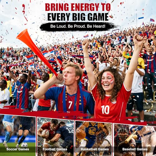 Druvian Red Vuvuzela – 23-Inch Foldable Stadium Horn with Loud Sound for Sports, Parties, and Emergencies