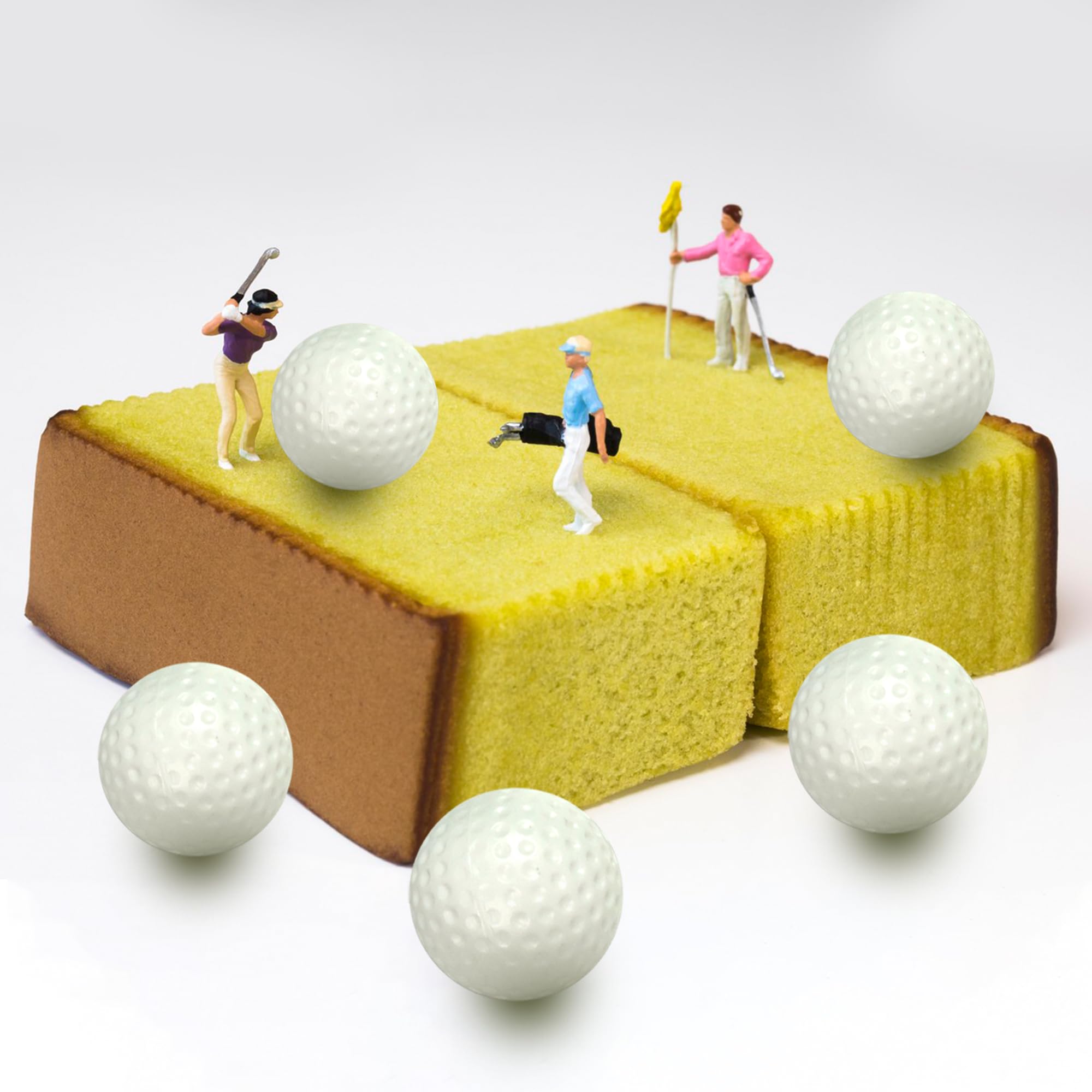DRWATE 28-Pack Golf Ball Cake Toppers - 1.2 Inch Mini Golf Ball Decorations for Golf Themed Birthday Parties