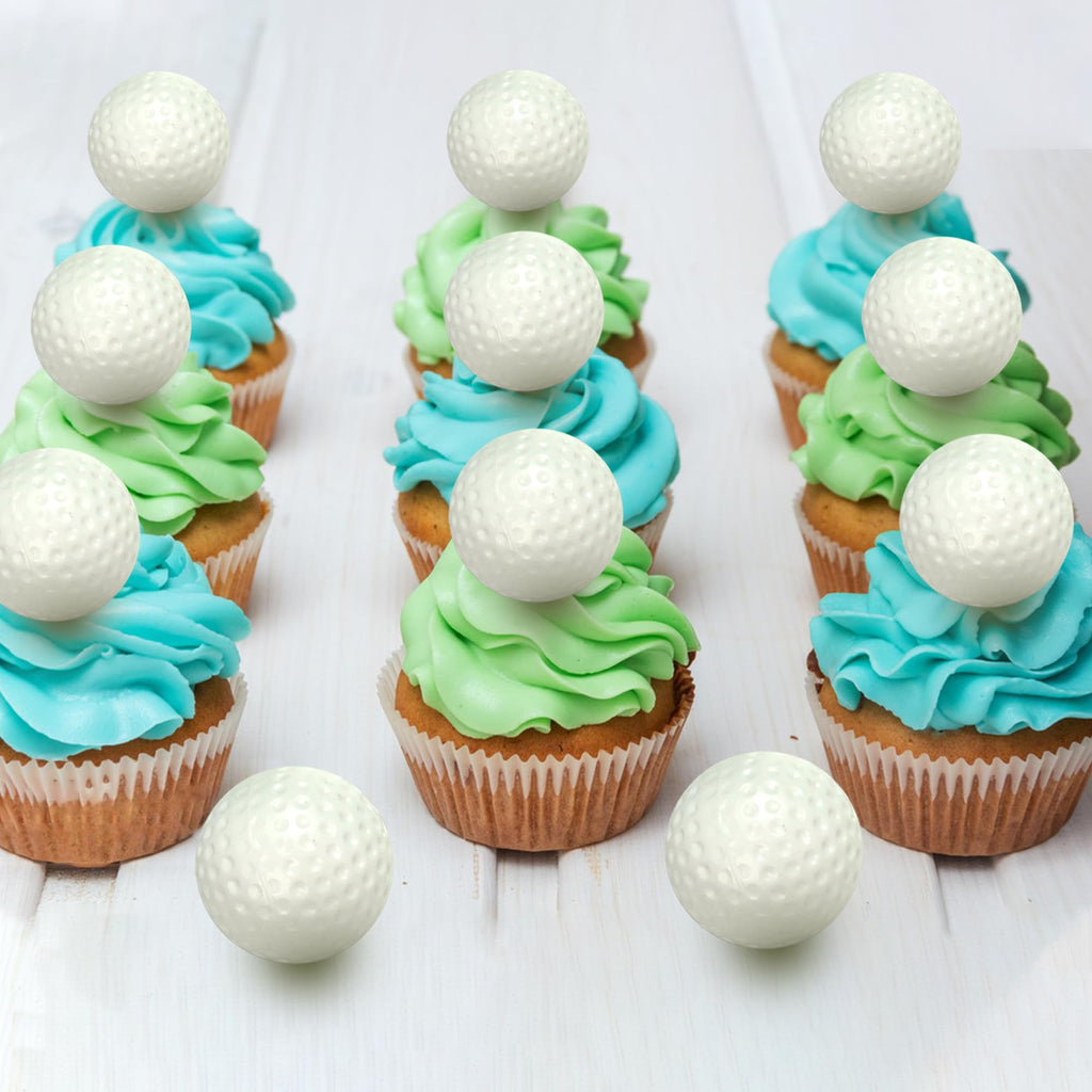 DRWATE 28-Pack Golf Ball Cake Toppers - 1.2 Inch Mini Golf Ball Decorations for Golf Themed Birthday Parties