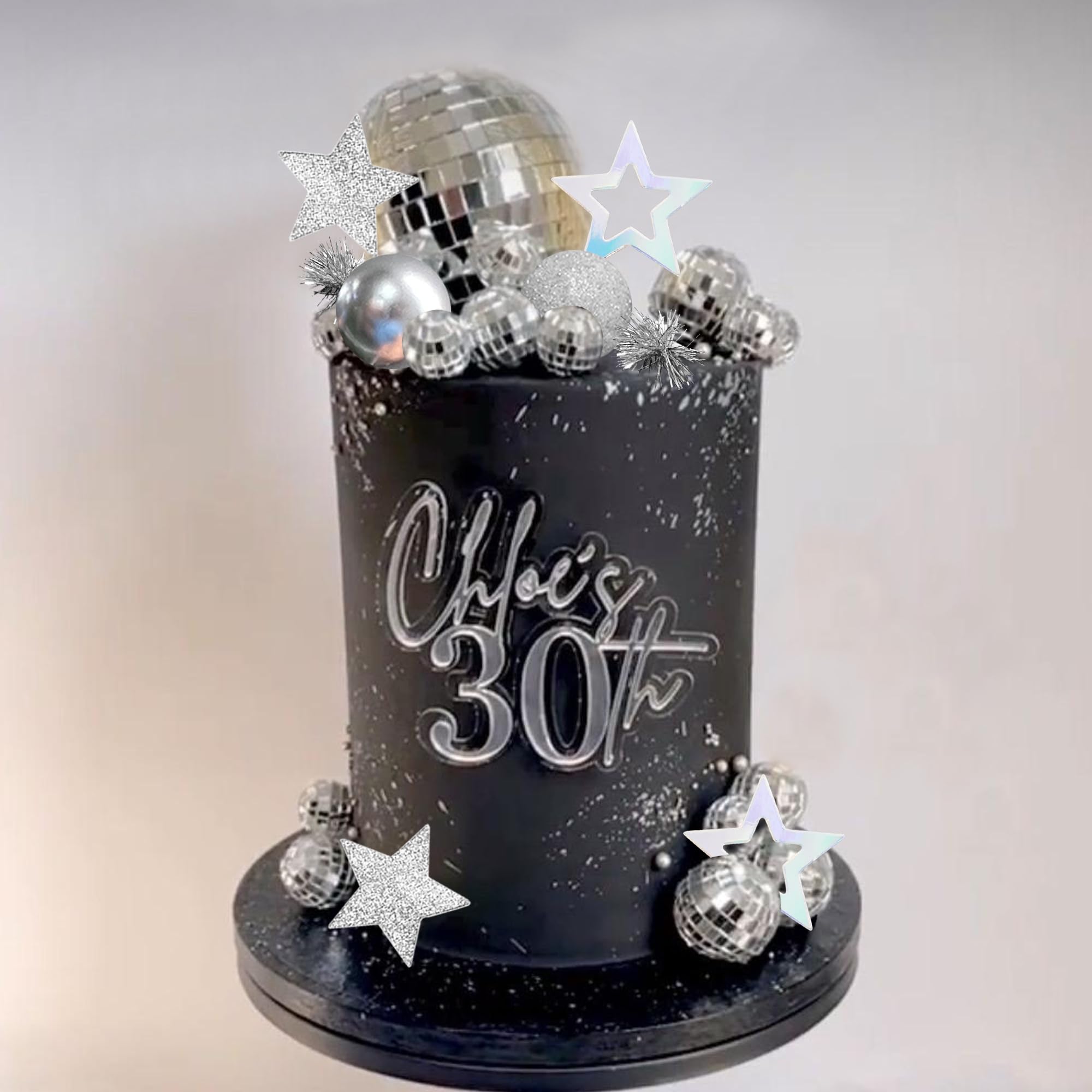 DRWATE 47-Piece Disco Ball Cake Topper Set - Mirror Balls, Stars & Fireworks for 70s 80s Party Decor