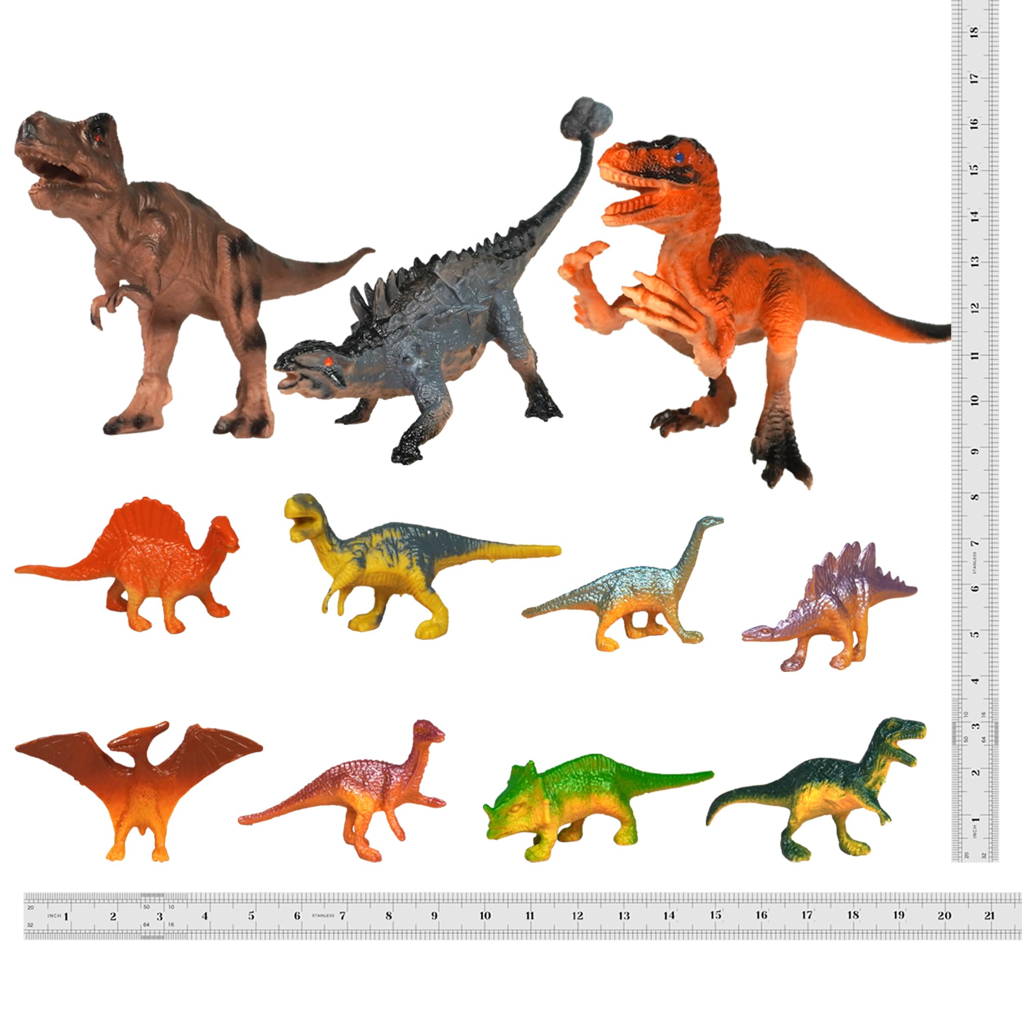 DRWATE Dinosaur Cake Toppers Set - 37 Pieces with Tyrannosaurus, Ankylosaur, Velociraptor, Artificial Plants, and Golden Birthday Topper for Dinosaur Theme Jungle Party