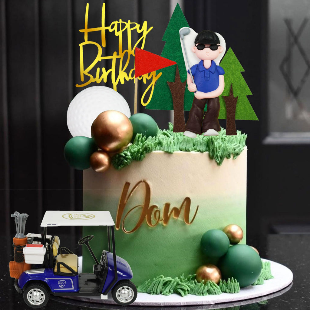 DRWATE Golf Cake Toppers Set – 21 Pieces Includes Cart, Figurine, Trees & Balls for Golf Themed Birthday Parties