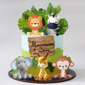 DRWATE Jungle Safari Animal Cake Toppers – 5-Piece Soft Clay Set with Lion, Giraffe, Elephant, Zebra, Monkey for Wild Animal Theme Parties