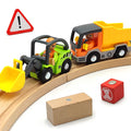 DSHMIXIA Construction Train Cars Set – Magnetic Digger & Dump Truck for Wooden Tracks