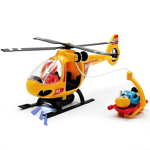 DSHMIXIA Rescue Helicopter Train Accessory with Light & Sound for Kids Ages 3-7