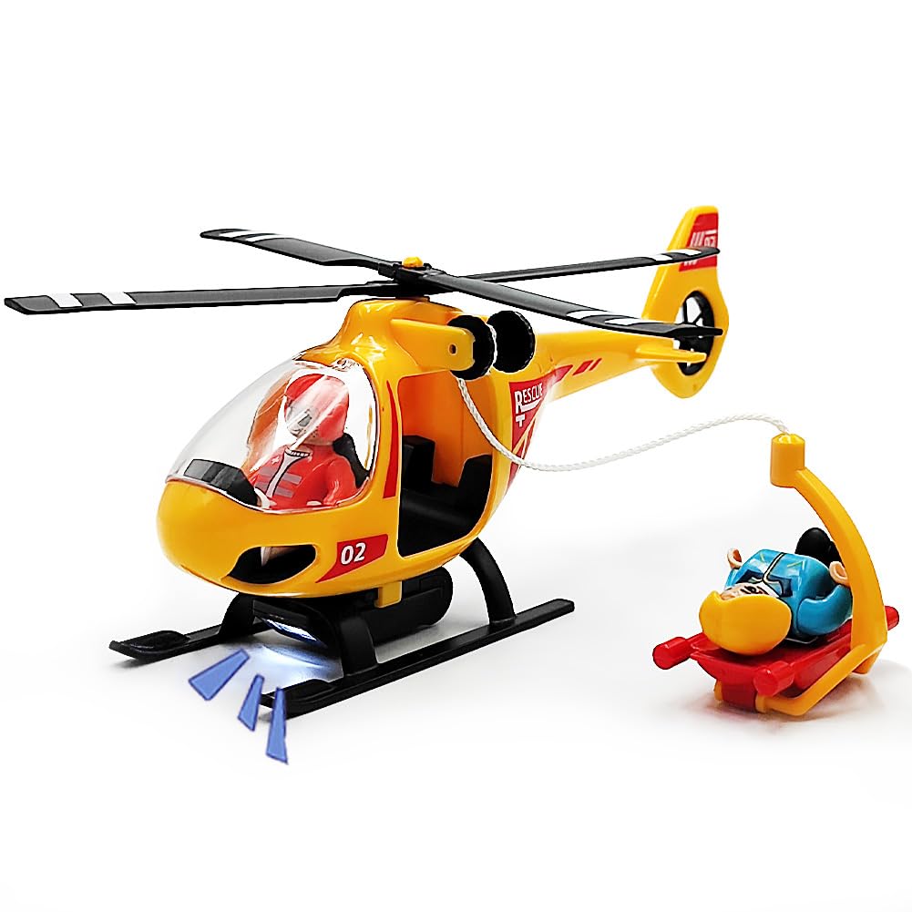 DSHMIXIA Rescue Helicopter Train Accessory with Light & Sound for Kids Ages 3-7