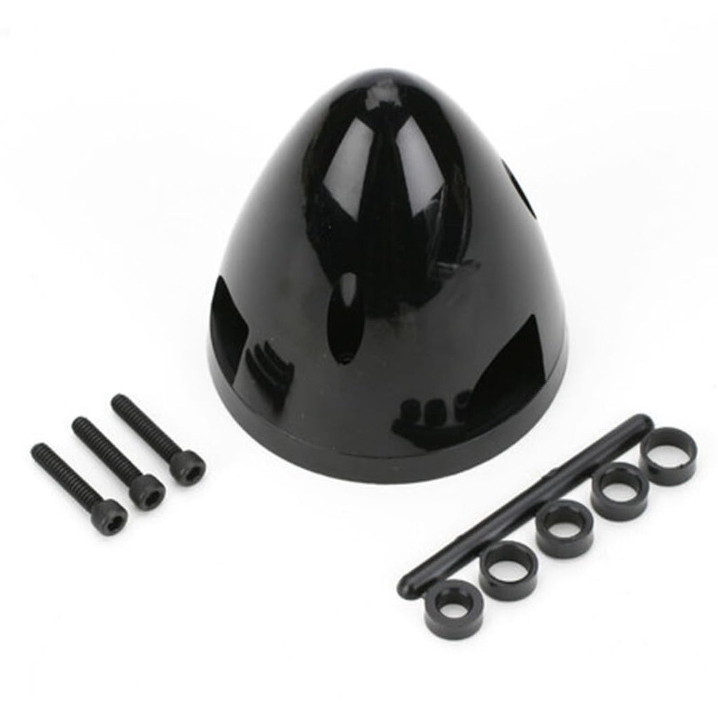 Du-Bro 542 2-Inch Black Three-Blade Spinner with 4 Shaft Adapters