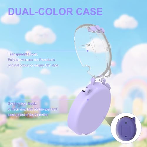 Dual-Color Hard Case with Lanyard for Tamagotchi Connection V3 – Clear Protective Cover with Built-In Screen Guard