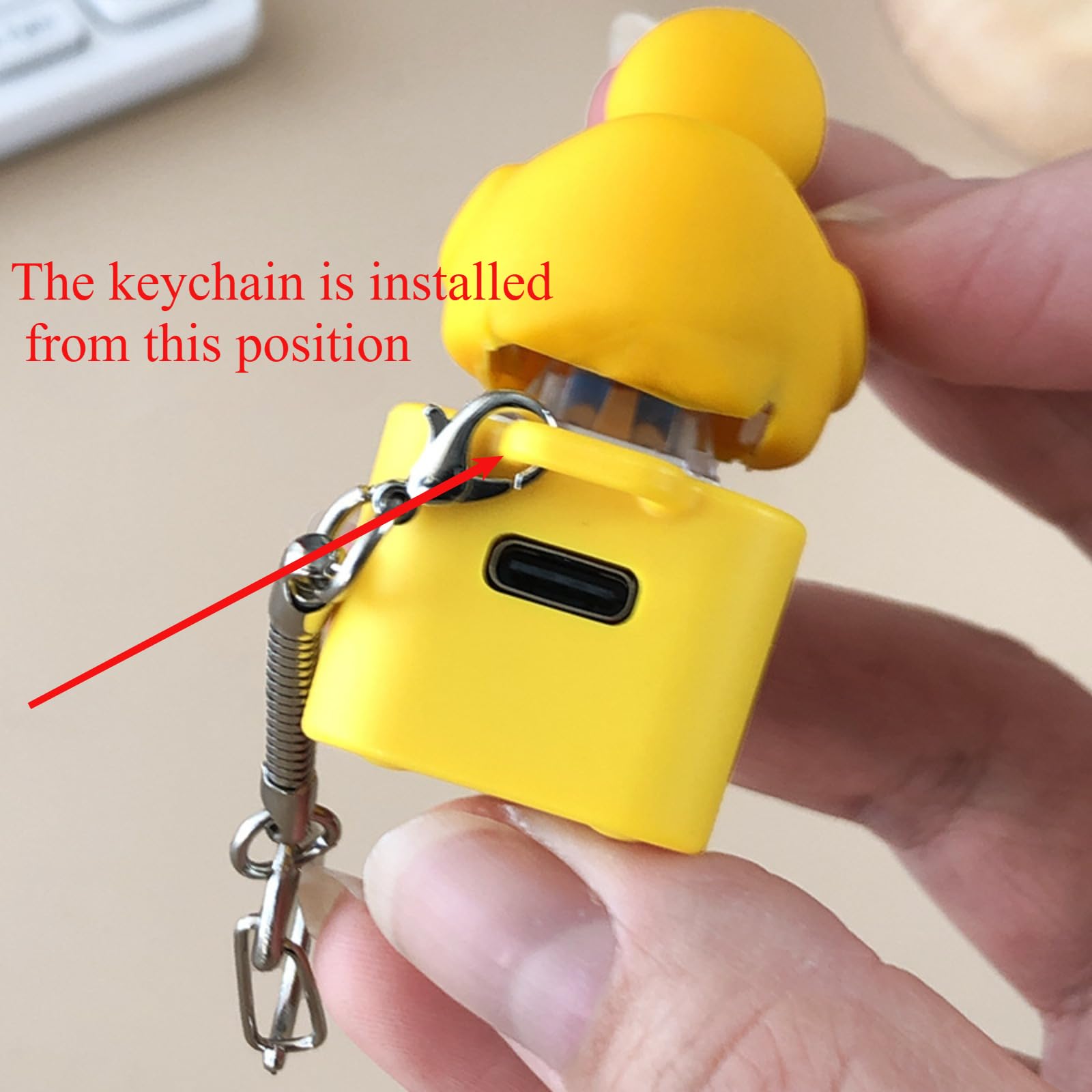 Duck Quacking Fidget Toy – Rechargeable Keychain with Lights and Sound for Stress Relief