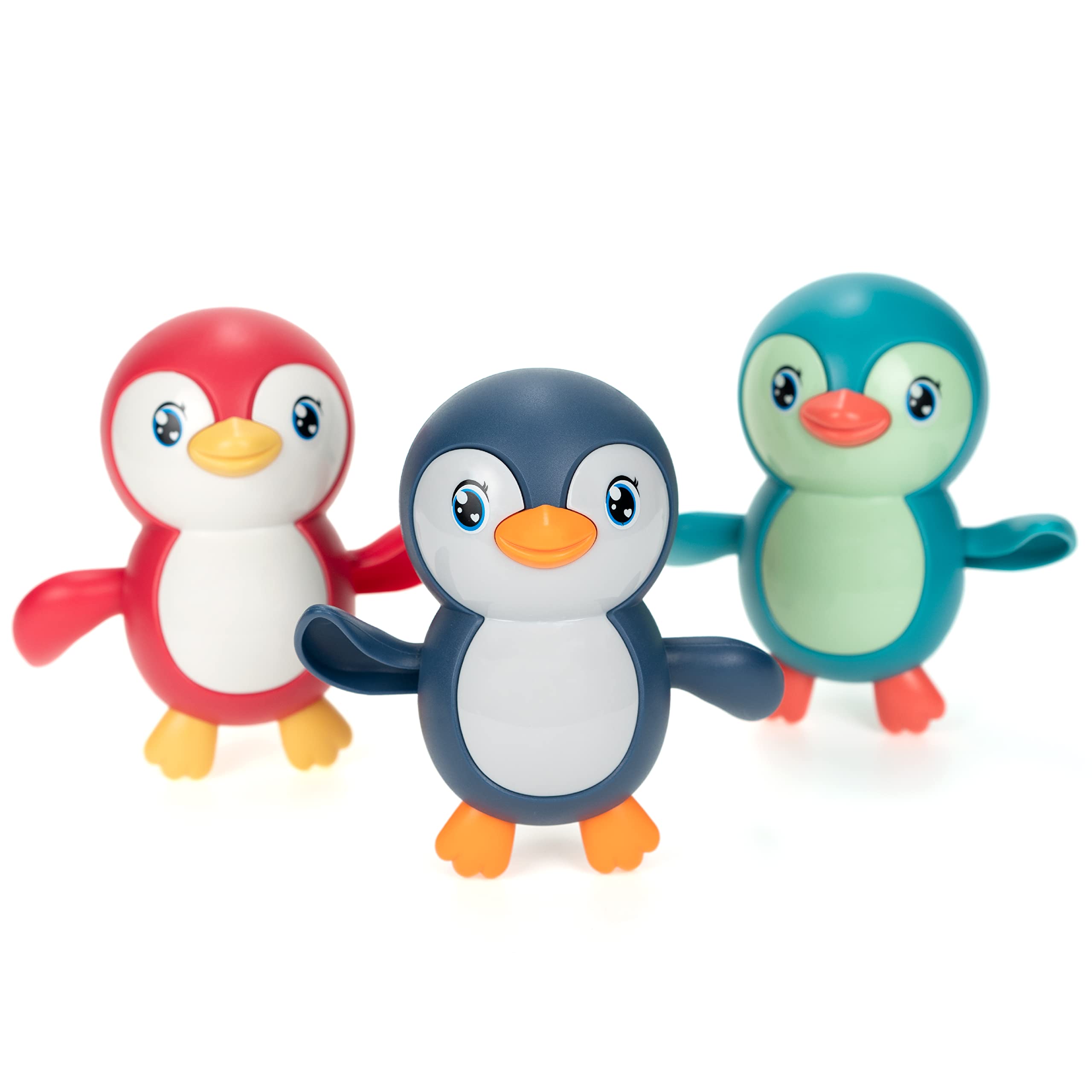 DUCKBOXX XX Wind-Up Bath Toy Penguins – Backstroke Swimming, 3 Pack for Ages 18M+
