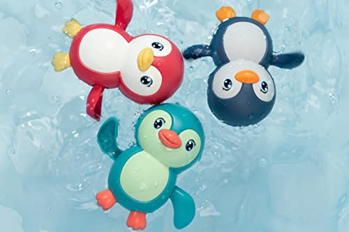 DUCKBOXX XX Wind-Up Bath Toy Penguins – Backstroke Swimming, 3 Pack for Ages 18M+