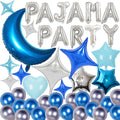 DUFACAI 44-Piece Pajama Party Balloon Set - Blue Moon, Stars & Hearts for Sleepover Decor