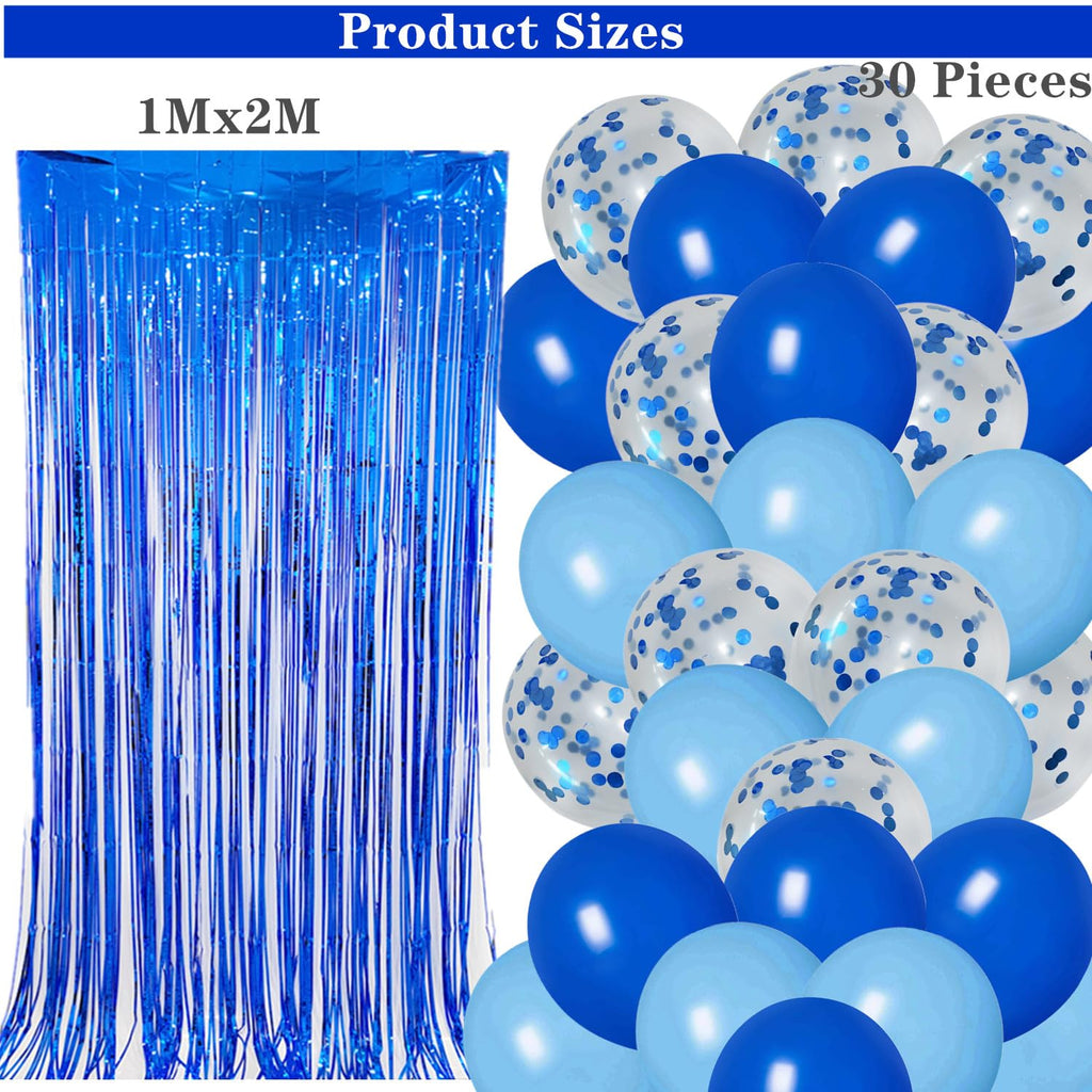 DUFACAI Blue 10th Birthday Party Decorations Kit - Banner, Balloons & Fringe Curtain
