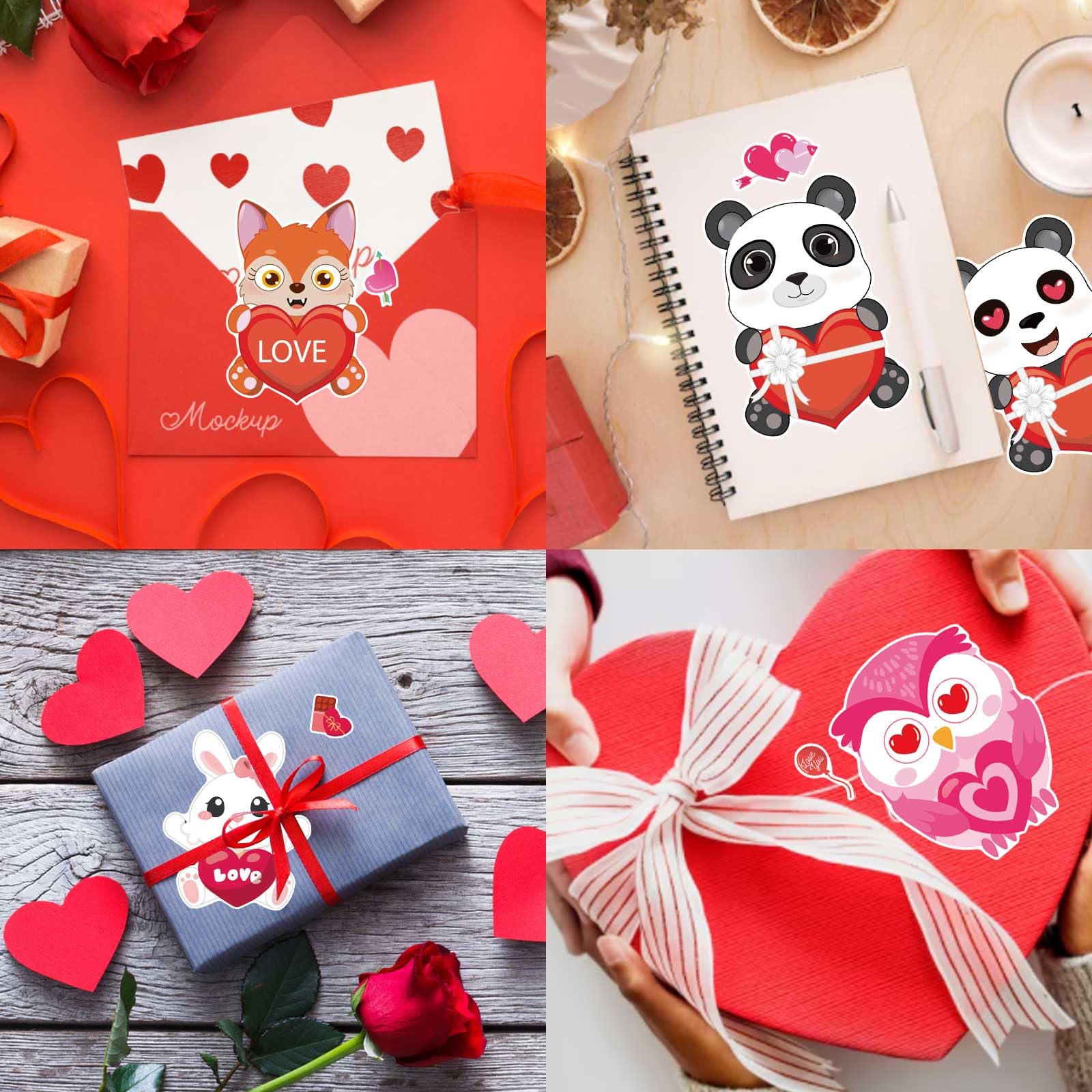 DUJAA 32-Pack Valentine Make a Face Stickers – Cute Animal Designs for Kids Crafts