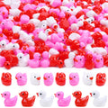DULEFUN 150-Piece Valentine's Mini Resin Ducks Set - Pink, Red, White Tiny Duck Figures for Dollhouse Decoration, Micro Garden Crafts, Party Favors
