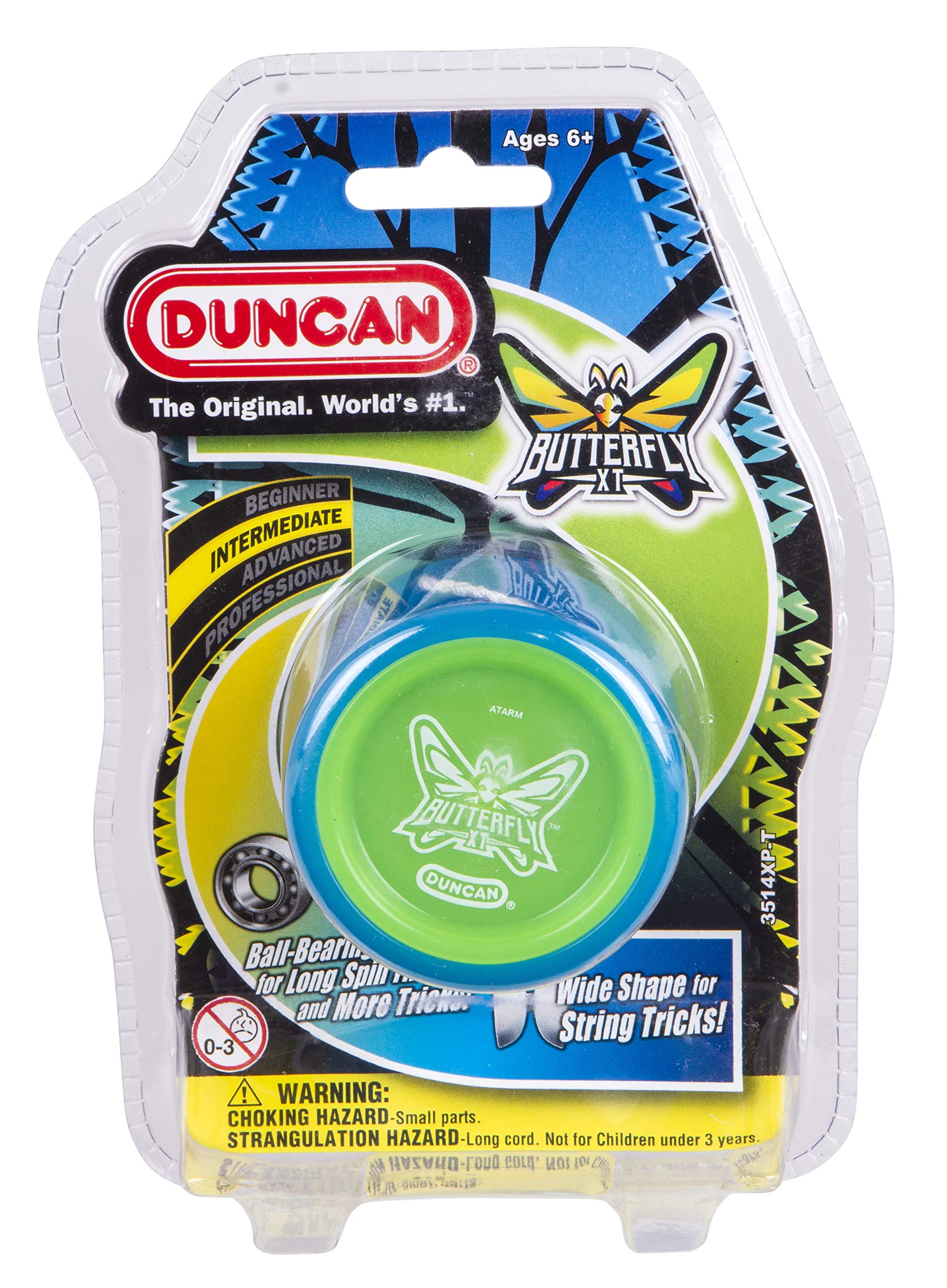 Duncan Butterfly XT Yo-Yo - Blue/Green Cap, Intermediate Ball Bearing String Trick Yo-Yo