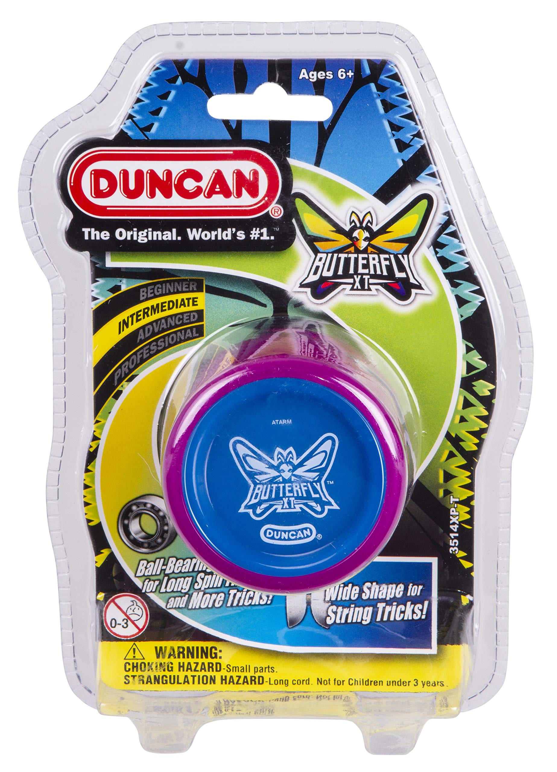Duncan Butterfly XT Yo-Yo – Ball Bearing, Wide Shape, Purple/Blue, Intermediate Trick Yo-Yo