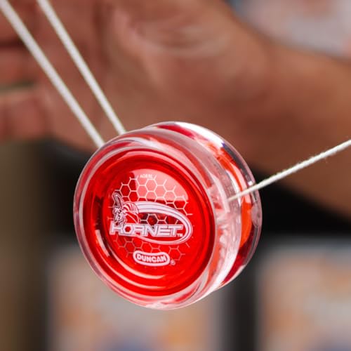 Duncan Hornet Pro Looping Yo-Yo – Blue with Yellow Caps, Ball-Bearing Axle, Intermediate Level
