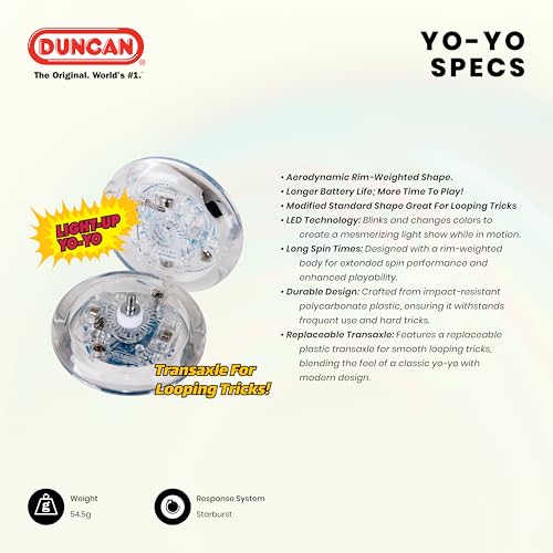 Duncan Limelight LED Yo-Yo - Clear Blue Light-Up Beginner Yo-Yo with LED Lights