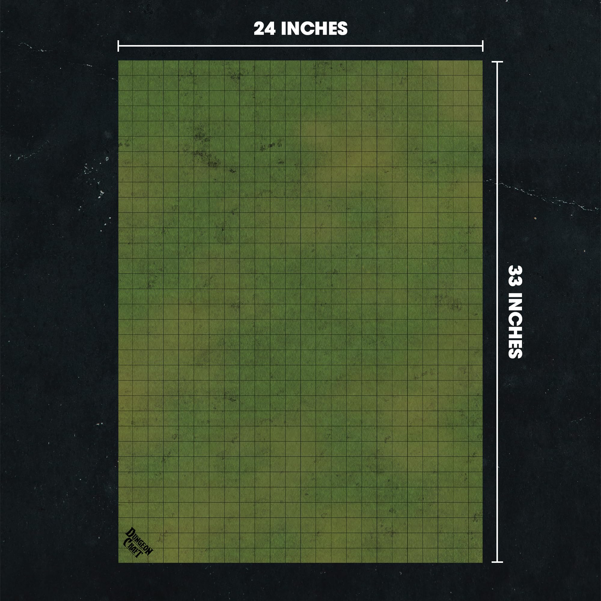 Dungeon Craft Double-Sided Battle Map 24x33 – Grasslands & Riverbank with 1-Inch Grid – Wet/Dry Erase Laminated Mat for D&D and RPG