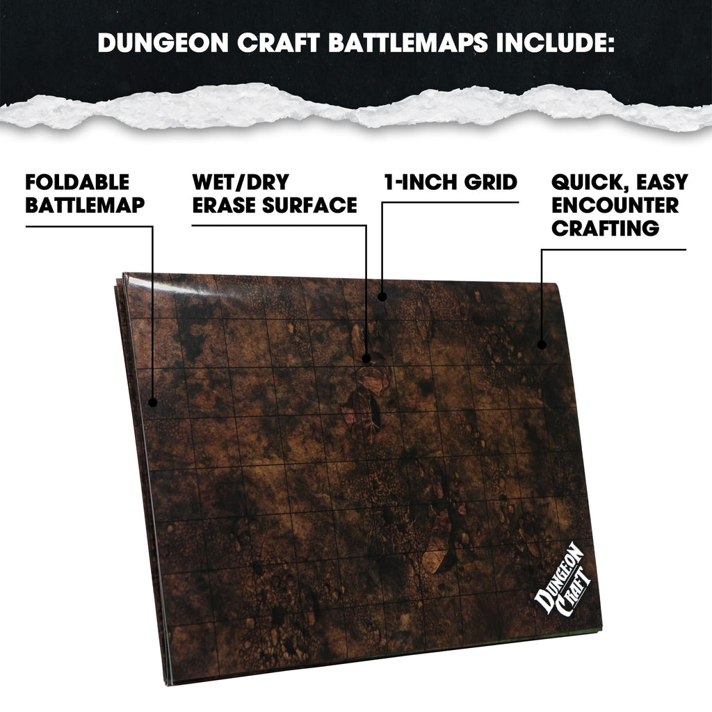 Dungeon Craft Double-Sided Battle Map – 24x33 Laminated Grid Mat for D&D and RPGs