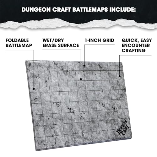 Dungeon Craft Double-Sided Battle Map 24x33 – Laminated Wet/Dry Erase Grid Mat for D&D RPG City Pack