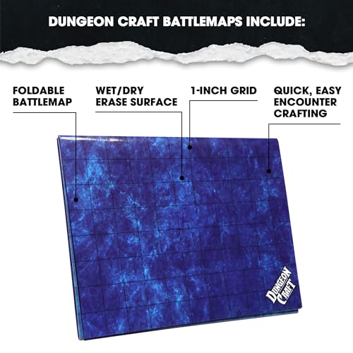 Dungeon Craft Double-Sided Ocean Battle Map – 24x33 Laminated Grid Mat for D&D & RPGs