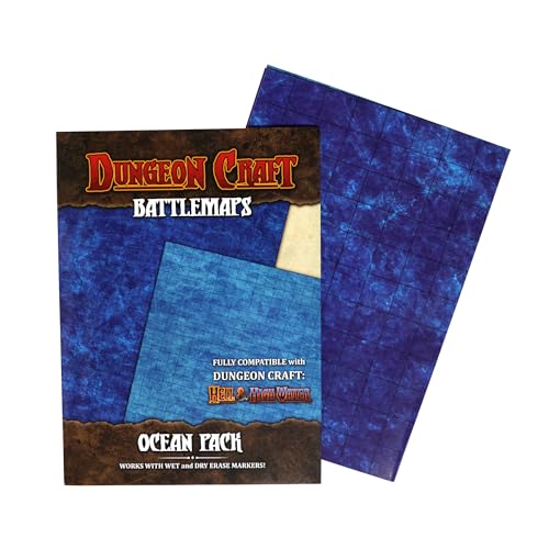 Dungeon Craft Double-Sided Ocean Battle Map – 24x33 Laminated Grid Mat for D&D & RPGs