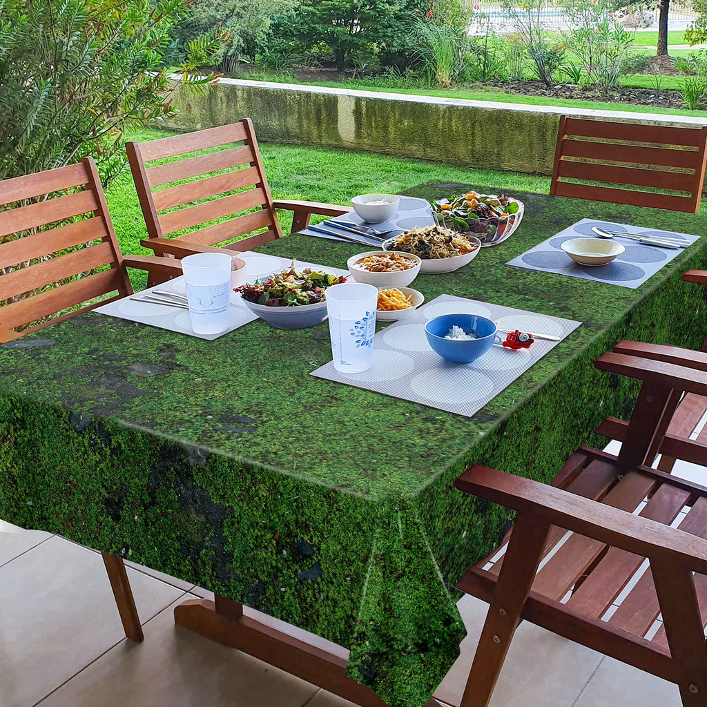 durony 2 Pack Green Moss Pattern Plastic Tablecloths 108x54 Inch Waterproof Party Table Covers for Nature Theme