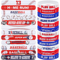 durony 48-Piece Baseball Bracelets Set – 24 Silicone + 24 Slap Bracelets for Party Favors and Prizes