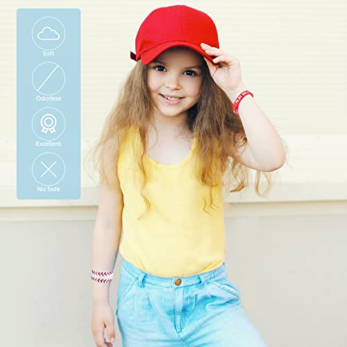 durony 48-Piece Baseball Bracelets Set – 24 Silicone + 24 Slap Bracelets for Party Favors and Prizes