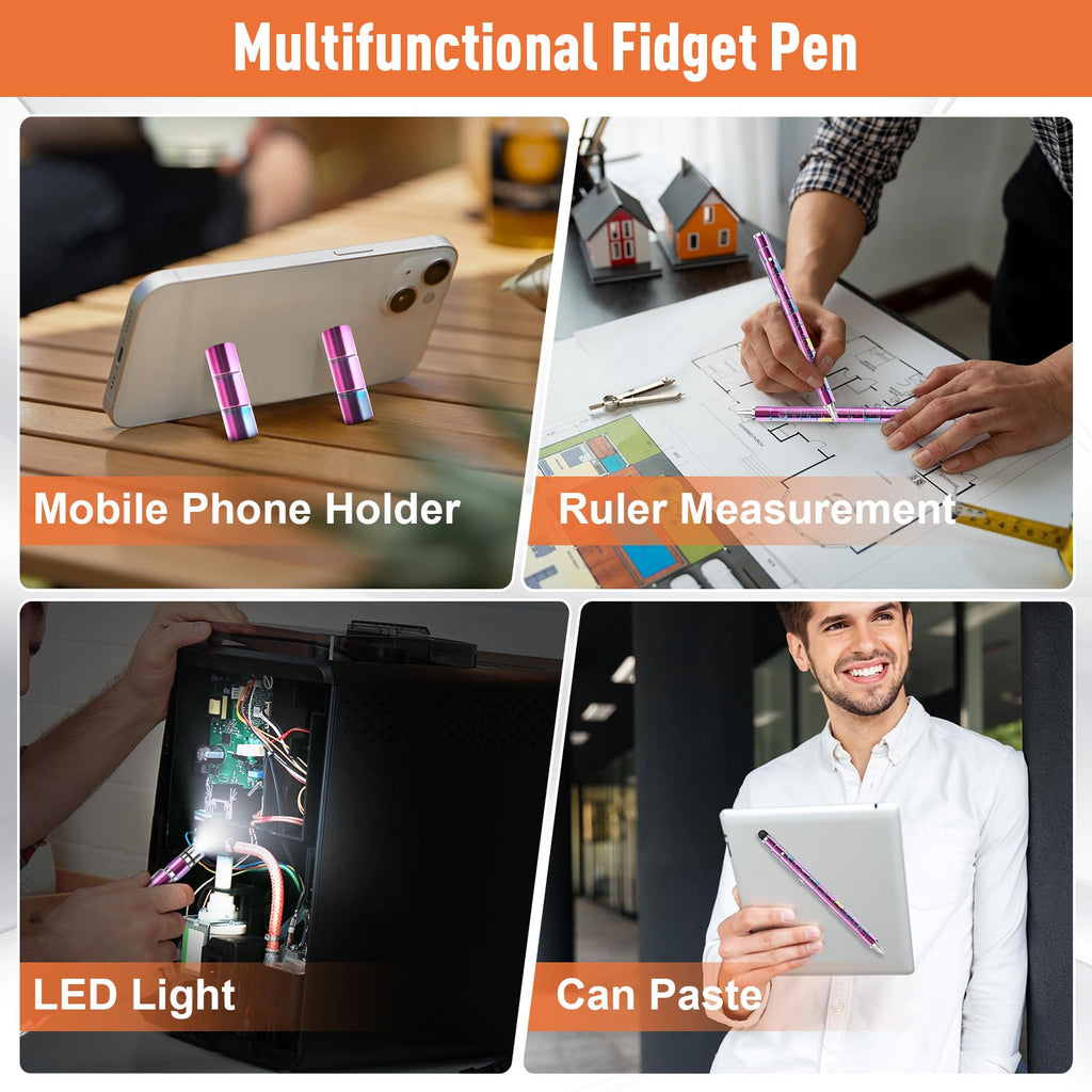 Dusor Fidget Pen: 13-in-1 Multifunction Pen for Men – Stress Relief Toy, Stylus, LED Light, and Deformation Toy Gift