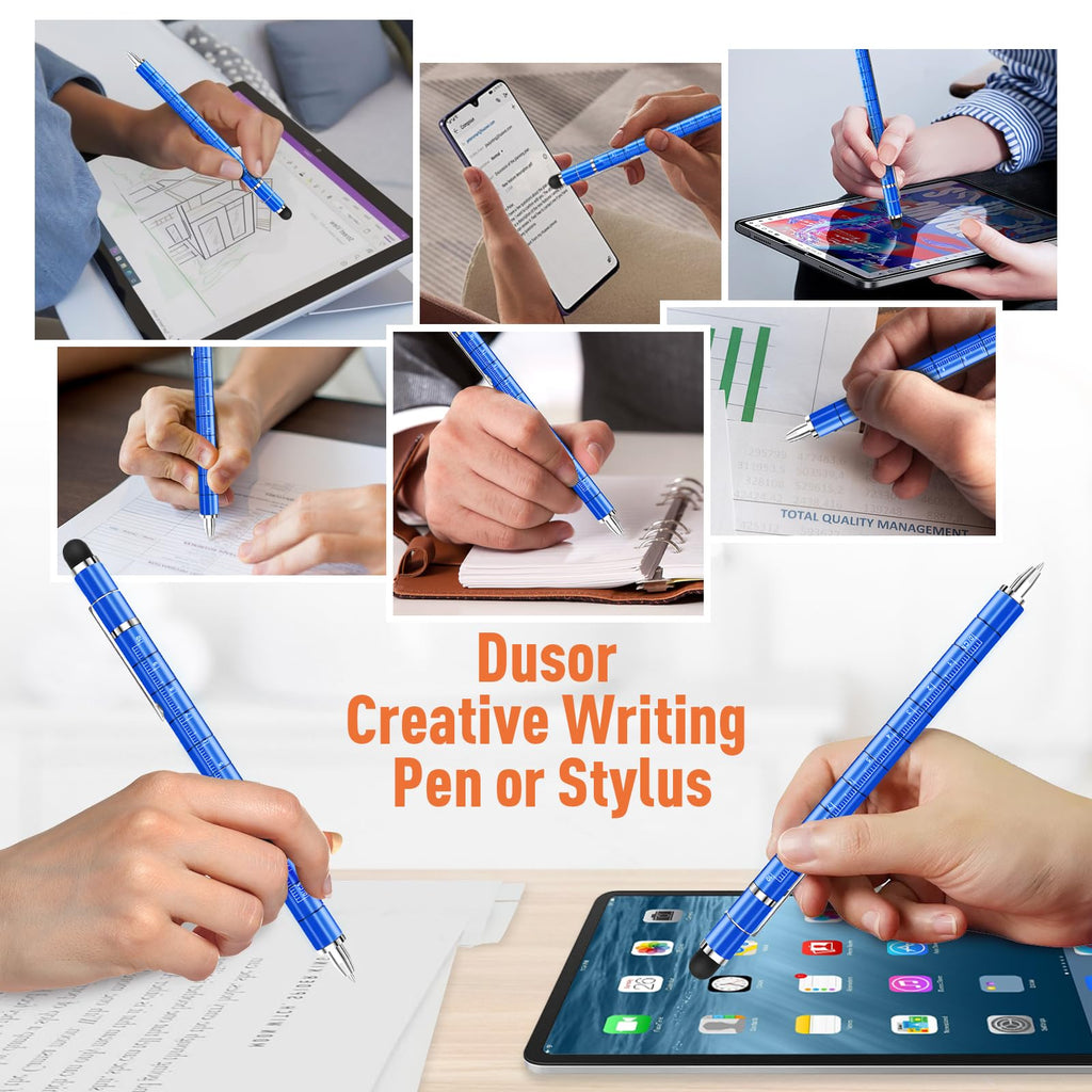 Dusor Multifunction Fidget Pen – 13-Ring Deconstructible Toy Pen with Touchscreen Tip and LED Light